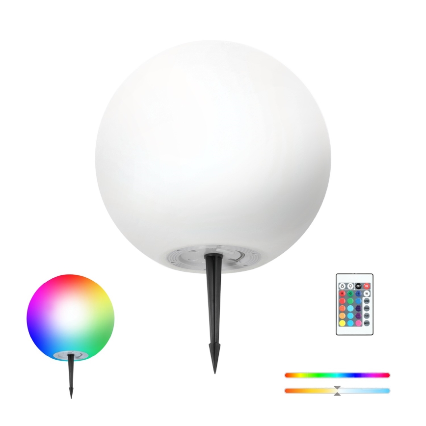 LED RGB Stmívatelná solární lampa GARDEN BALL LED/5W/3,7V 3000K IP54 2200 mAh pr. 30 cm + dálkové ovládání
