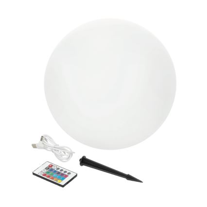 LED RGB Stmívatelná solární lampa GARDEN BALL LED/5W/3,7V 3000K IP54 2200 mAh pr. 30 cm + dálkové ovládání