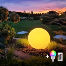 LED RGB Stmívatelná venkovní lampa GLOBO 1xE27/8,5W/230V pr. 40 cm IP44 + dálkové ovládání