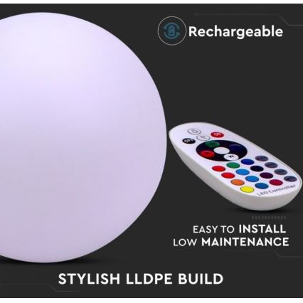 LED RGB Stmívatelná venkovní lampa LED/1W/5V 1000 mAh 30 cm IP67 + dálkové ovládání