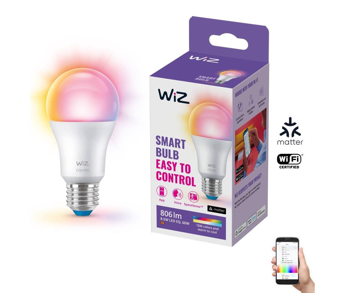 WiZ LED RGB Stmívatelná žárovka A60 E27/8,5W/230V 2200-6500K Wi-Fi - WiZ 