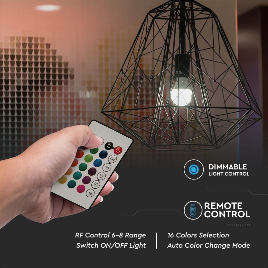 LED RGB Stmívatelná žárovka A60 E27/8,5W/230V 4000K + dálkové ovládání