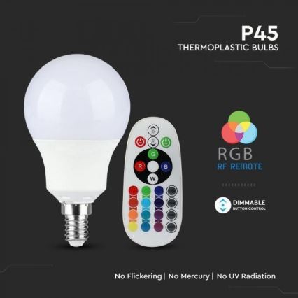 LED RGB Stmívatelná žárovka E14/3,5W/230V 4000K + DO