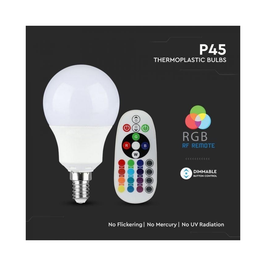 LED RGB Stmívatelná žárovka E14/3,5W/230V 4000K + DO