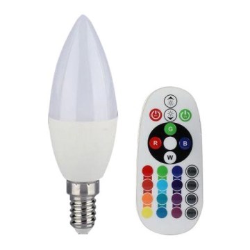LED RGB Stmívatelná žárovka E14/3,5W/230V 6400K + dálkové ovládání