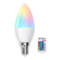 LED RGB Stmívatelná žárovka E14/4,8W/230V 3000K + dálkové ovládání - Aigostar