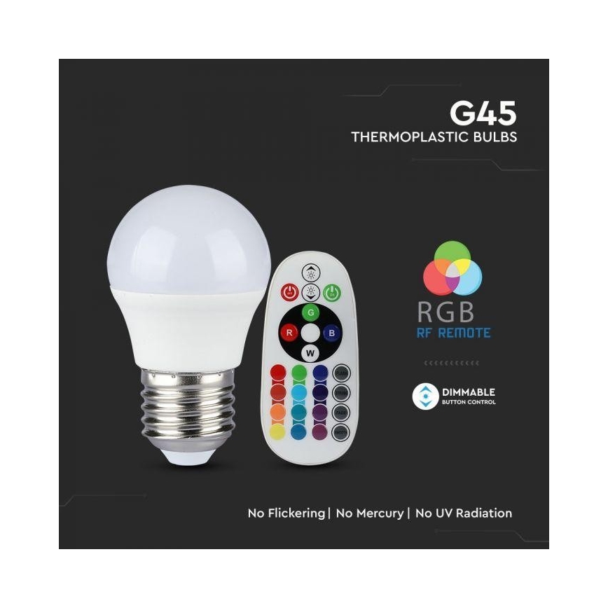 LED RGB Stmívatelná žárovka E27/3,5W/230V 6400K + DO