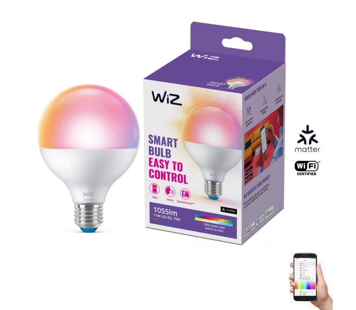 WiZ LED RGB Stmívatelná žárovka G95 E27/11W/230V 2200-6500K Wi-Fi - WiZ