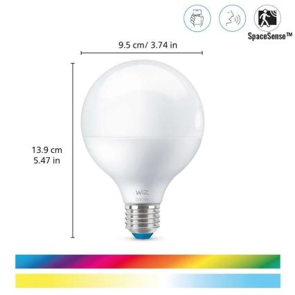 LED RGB Stmívatelná žárovka G95 E27/11W/230V 2200-6500K Wi-Fi - WiZ