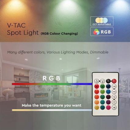 LED RGB Stmívatelná žárovka GU10/4,8W/230V 4000K + dálkové ovládání