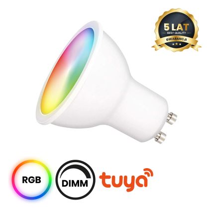 LED RGB Stmívatelná žárovka GU10/5W/230V 2700-6500K Wi-Fi Tuya