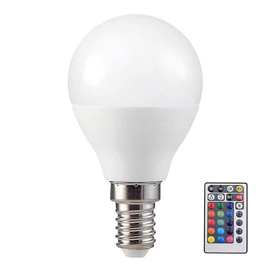 LED RGB Stmívatelná žárovka P45 E14/4,8W/230V 3000K + dálkové ovládání