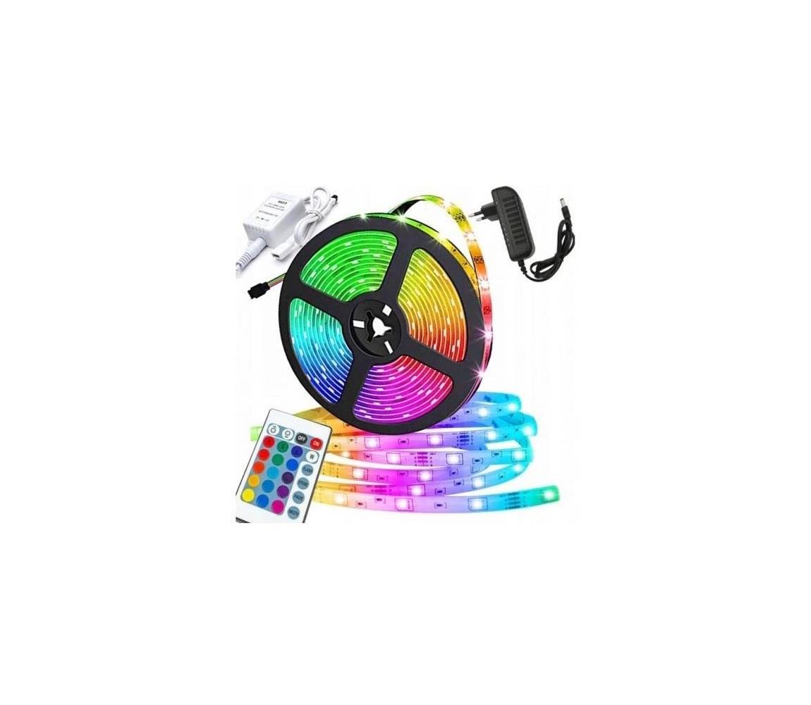 Hadex LED RGB Stmívatelný pásek 5m LED/12/230V IP44 + dálkové ovládání HD0325