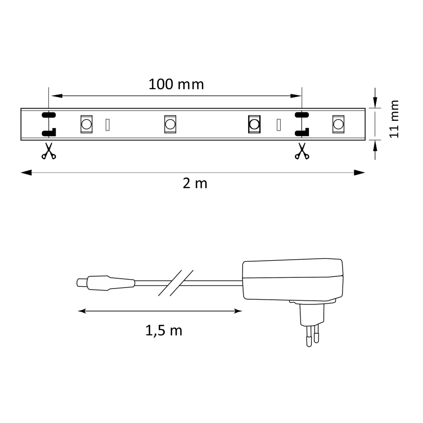 LED RGB Stmívatelný pásek MAGIC 2 m LED/12W/230V + DO