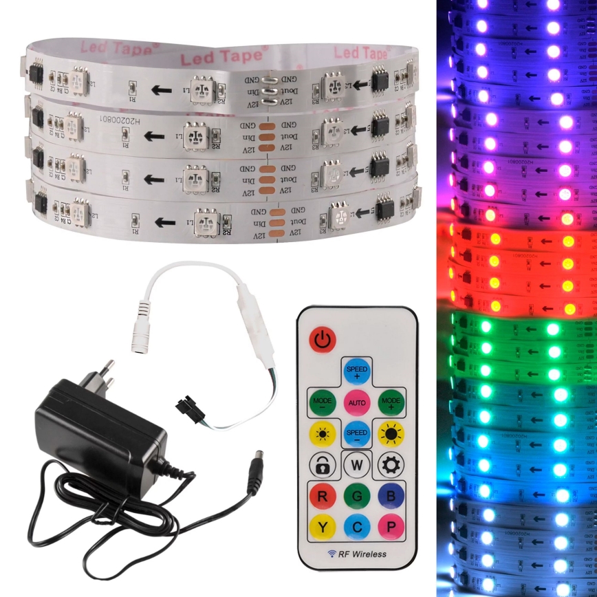 LED RGB Stmívatelný pásek MAGIC 5 m LED/24W/230V + DO