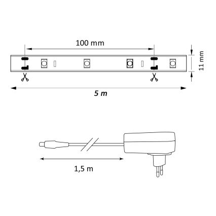 LED RGB Stmívatelný pásek MAGIC 5 m LED/24W/230V + DO