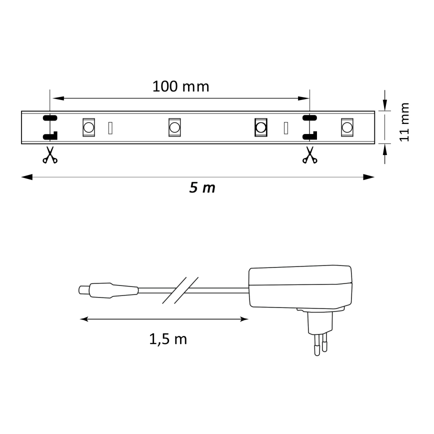 LED RGB Stmívatelný pásek MAGIC 5 m LED/24W/230V + DO