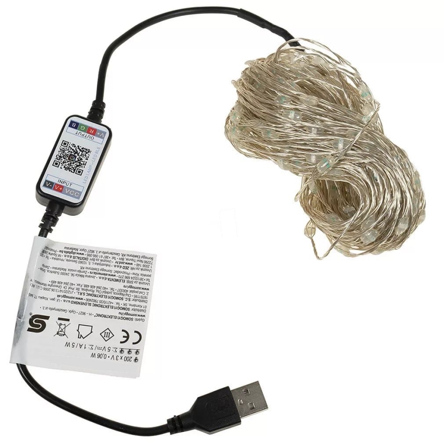 LED RGB  stmívatelný řetěz 100xLED/29 funkcí 10,4m