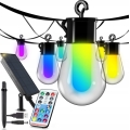 LED RGB Stmívatelný solární dekorační řetěz 15xLED/18 funkcí USB 6 m IP44 černá + dálkové ovládání