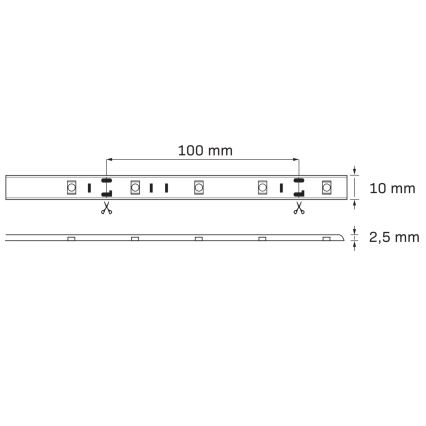 LED RGB Stmívatelný venkovní pásek 5m LED/14W/12V IP65 + DO