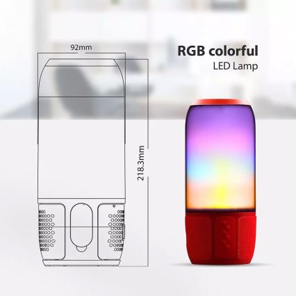 LED RGB Stolní lampa s reproduktorem 2xLED/3W/5V 1800 mAh