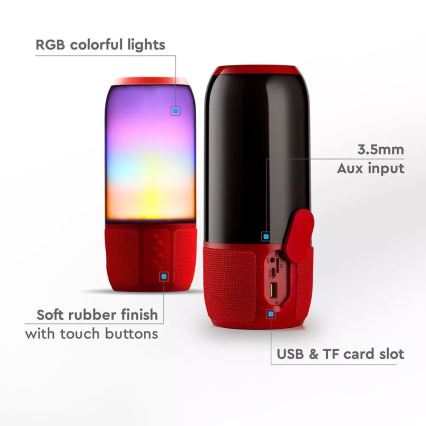 LED RGB Stolní lampa s reproduktorem 2xLED/3W/5V 1800 mAh