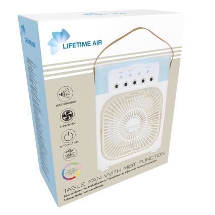 LED RGB Stolní ventilátor s mlhovým efektem 10W/5V