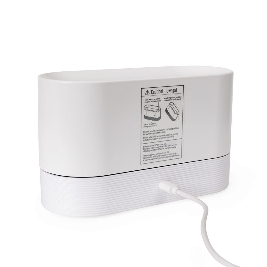 LED RGB Ultrazvukový aroma difuzér a zvlhčovač vzduchu s podsvícením 180ml bílá
