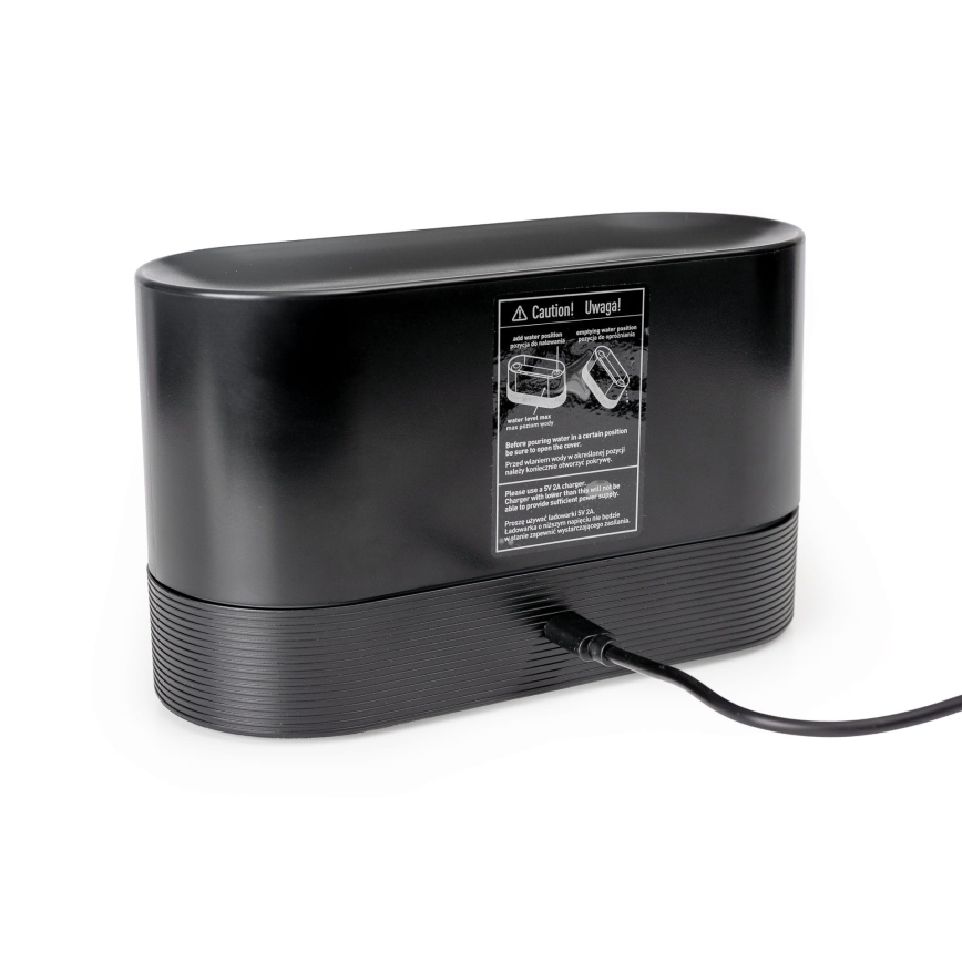 LED RGB Ultrazvukový aroma difuzér a zvlhčovač vzduchu s podsvícením 180ml černá