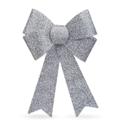 LED RGB Vánoční dekorace 11xLED/3xLR44 40x30 cm mašle stříbrná