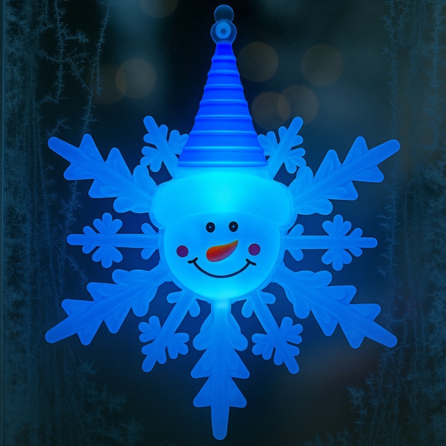 LED RGB Vánoční dekorace s přísavkou LED/3xLR44 sněhulák červená/modrá/zelená