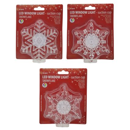 LED RGB Vánoční dekorace s přísavkou LED/3xLR44 vločka
