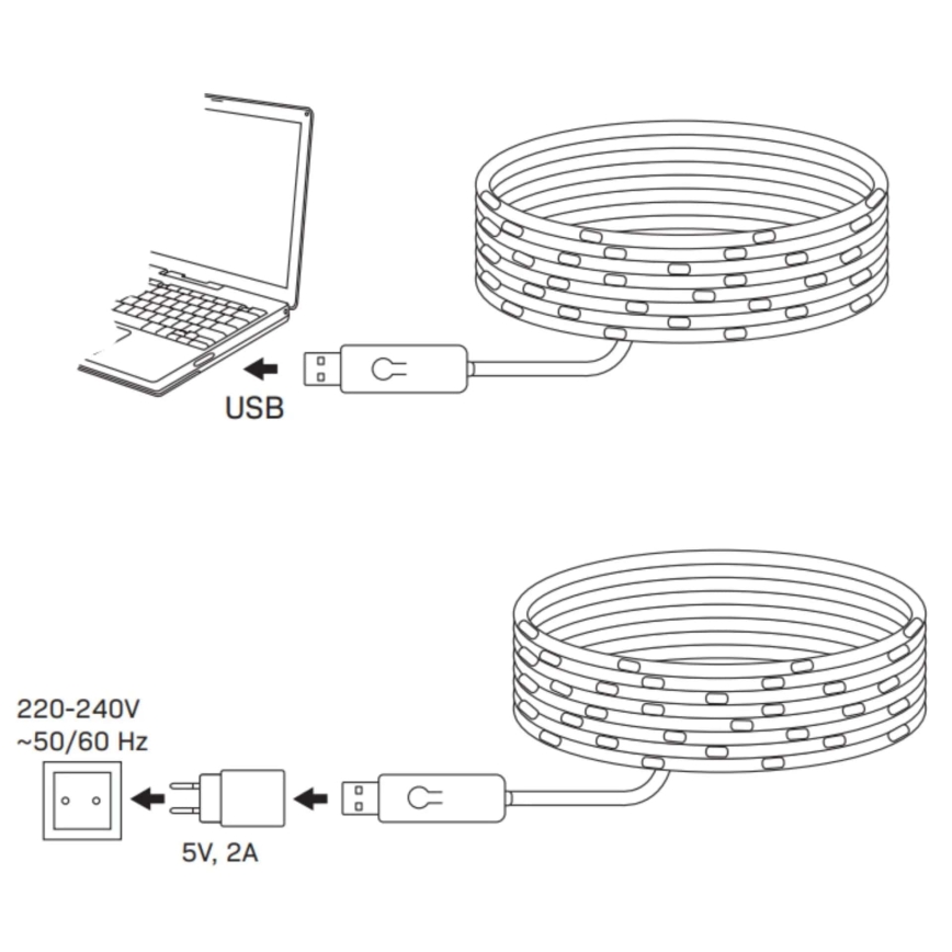 LED RGB Vánoční řetěz LED/10W/5V 10 m USB + dálkové ovládání