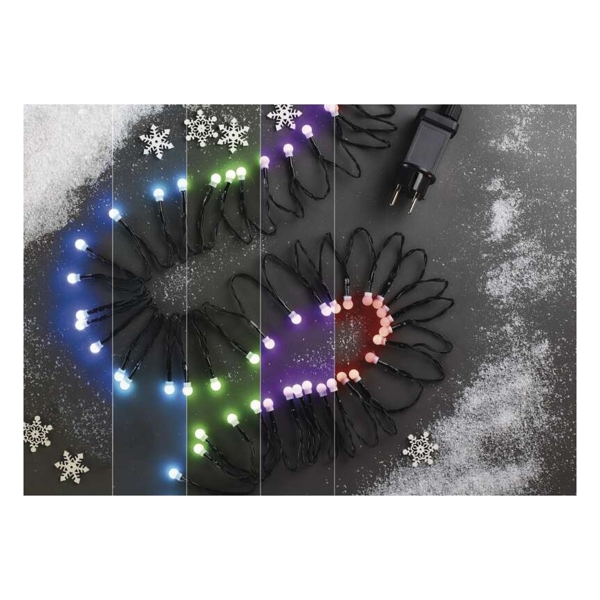 LED RGB Vánoční venkovní řetěz 96xLED/64 módů 15m IP44 + dálkové ovládání