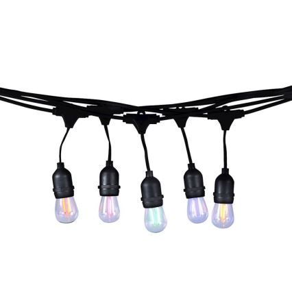 LED RGB Venkovní dekorační řetěz GIRLANDA 10 m 10xE27/1,5W/230V IP44