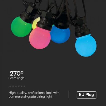 LED RGB Venkovní řetěz STRING 13 m 15xLED/0,5W/230V IP44 + dálkové ovládání