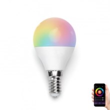 LED RGB Žárovka G45 E14/5W/230V 3000-6500K Wi-Fi - Aigostar
