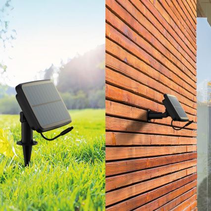 LED RGBIC Stmívatelný solární řetěz 30xLED/1,3W/3,7/5V 2200 mAh 14,37 m IP65 černá + dálkové ovládání