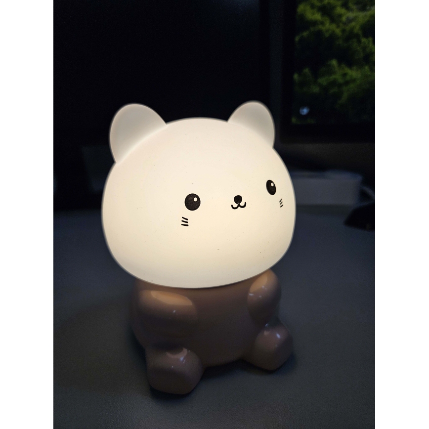 LED RGBW Dětská dotyková lampa LED/1W/5V USB 1200 mAh kočka