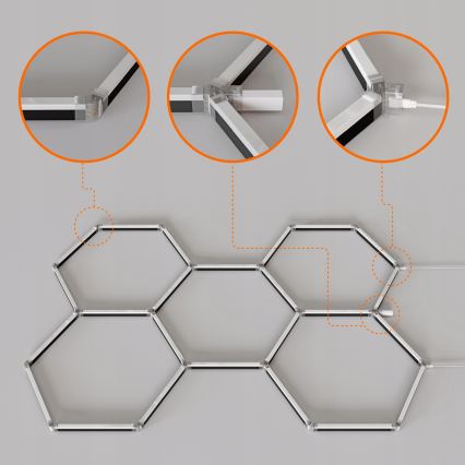 LED RGBW Stmívatelné stropní svítidlo HEXAGON LED/144W/85-265V 7000K 205x142 cm CRI 90 IP54 bílá + dálkové ovládání