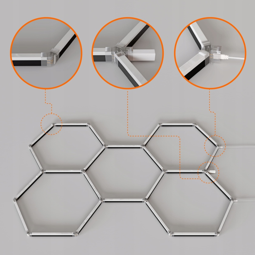 LED RGBW Stmívatelné stropní svítidlo HEXAGON LED/144W/85-265V 7000K 205x142 cm CRI 90 IP54 bílá + dálkové ovládání