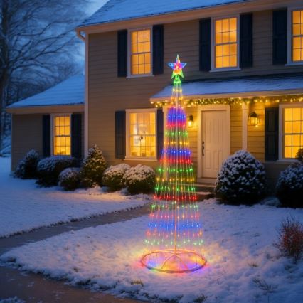 LED RGBW Stmívatelná venkovní vánoční dekorace LED/4W/230V 180 cm IP44 stromek + dálkové ovládání