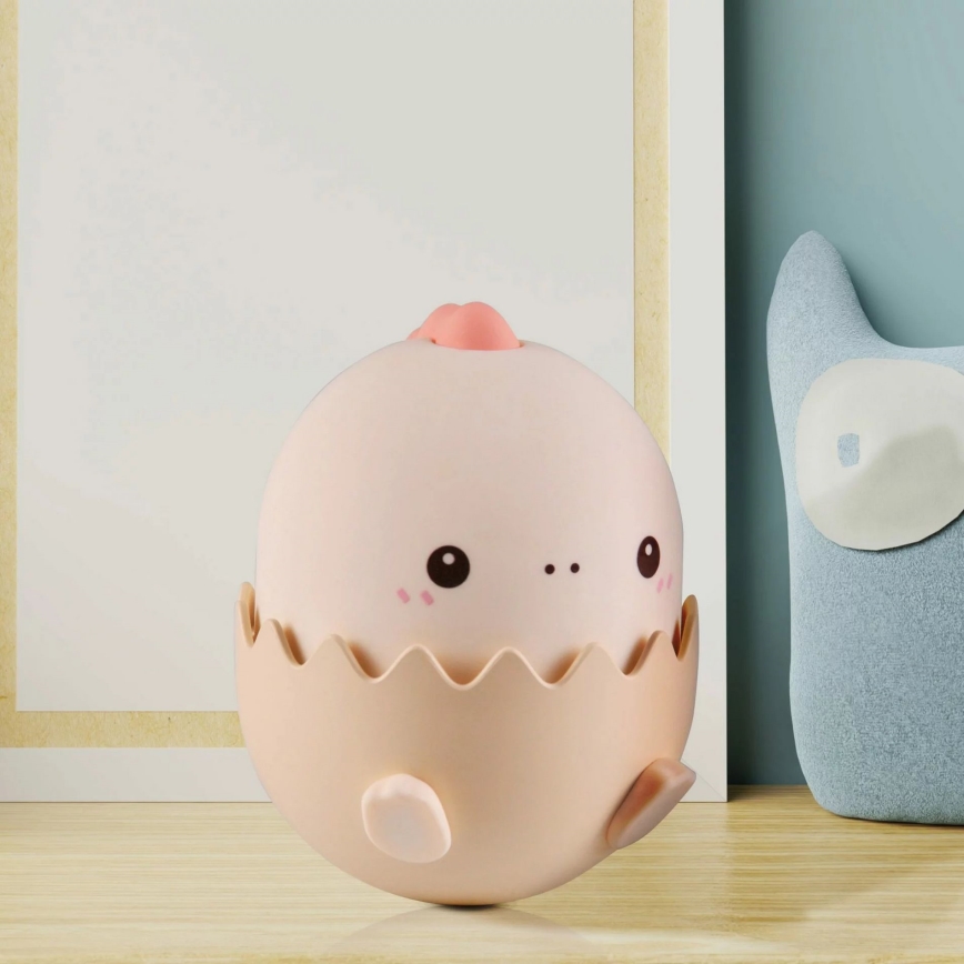 LED RGBW Stmívatelná dětská dotyková lampa BABY DINO LED/0,75W/5V USB 1200 mAh růžová