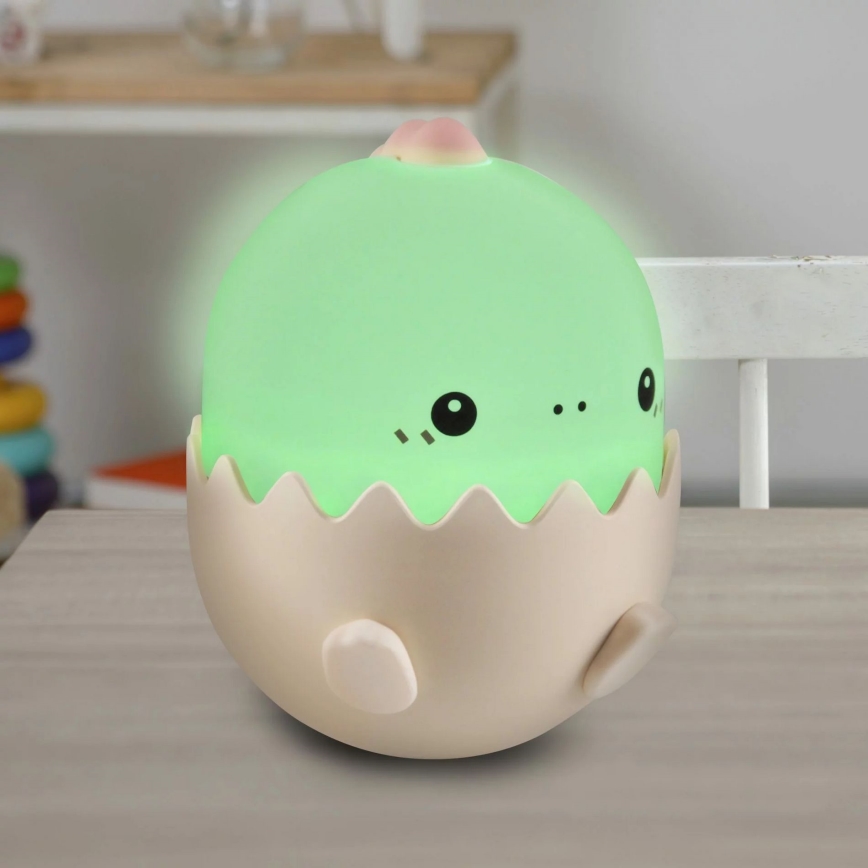 LED RGBW Stmívatelná dětská dotyková lampa BABY DINO LED/0,75W/5V USB 1200 mAh růžová