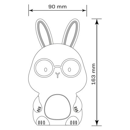 LED RGBW Stmívatelná dětská dotyková lampa FLORKA LED/1W/5V USB 1200 mAh zajíček bílá/růžová