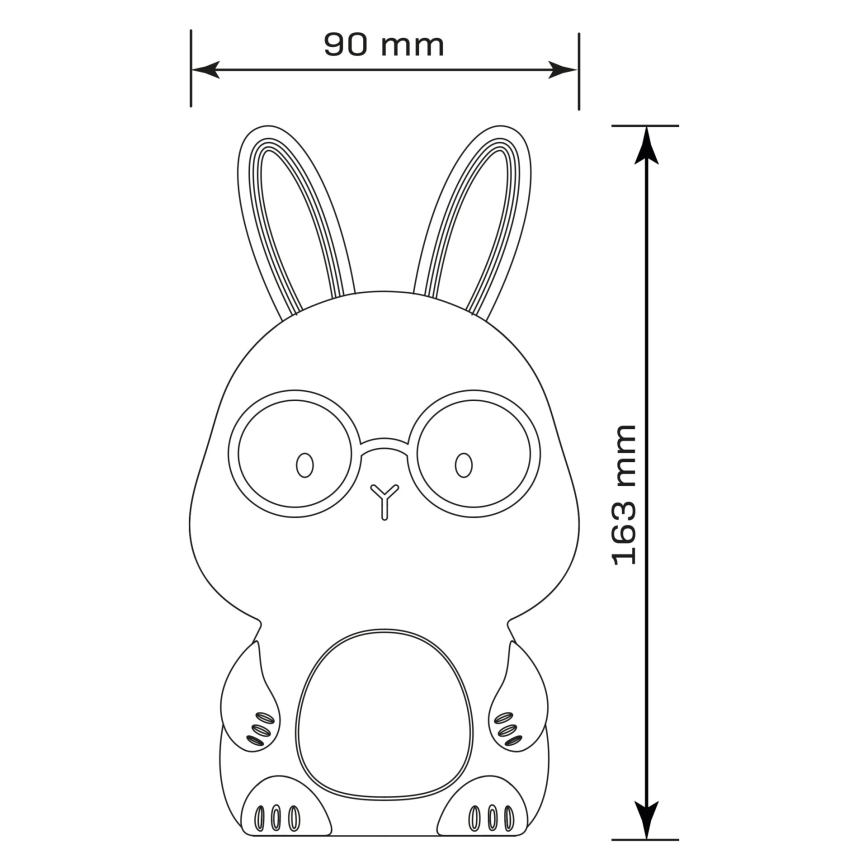 LED RGBW Stmívatelná dětská dotyková lampa FLORKA LED/1W/5V USB 1200 mAh zajíček bílá/šedá