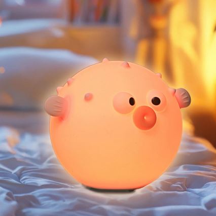 LED RGBW Stmívatelná dětská dotyková lampa HELA LED/1W/5V USB 1200 mAh rybička růžová