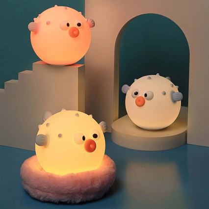LED RGBW Stmívatelná dětská dotyková lampa HELA LED/1W/5V USB 1200 mAh rybička růžová