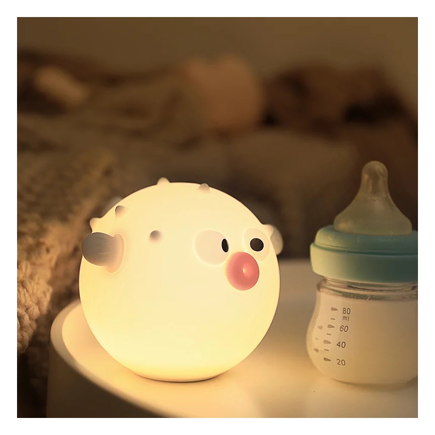 LED RGBW Stmívatelná dětská dotyková lampa HELA LED/1W/5V USB 1200 mAh rybička růžová