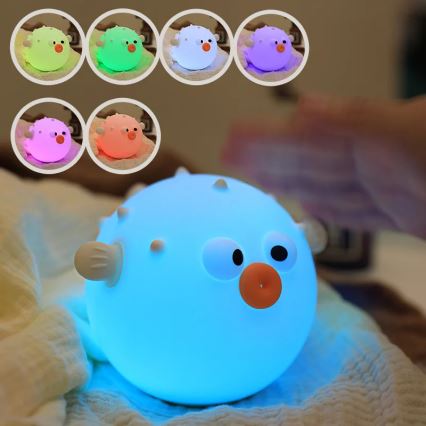 LED RGBW Stmívatelná dětská dotyková lampa HELA LED/1W/5V USB 1200 mAh rybička růžová